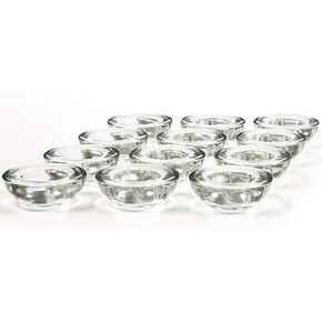 GOLDEAL 12 PCS Clear Glass Tealight Candle Holders, Tealight Bowl,Votive Candle Holders Bulk Use for Weddings Parties Dinner