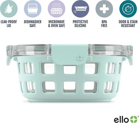 Ello Duraglass Mixed Meal Prep Sets Leak-Proof Glass Food Storage Containers with Silicone Sleeves and Airtight BPA-Free Lids, Dishwasher, Microwave, and Freezer Safe in Saudi Arabia