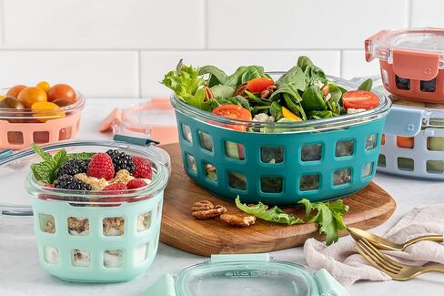 Ello Duraglass Mixed Meal Prep Sets Leak-Proof Glass Food Storage Containers with Silicone Sleeves and Airtight BPA-Free Lids, Dishwasher, Microwave, and Freezer Safe in Saudi Arabia