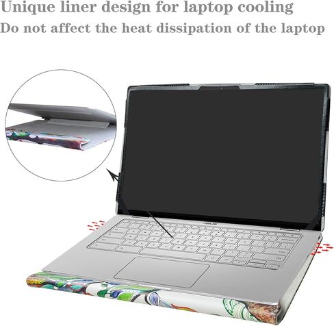 Alapmk Protective Case for ASUS Chromebook Flip C434, C403NA & ExpertBook B9, Black - Laptop Case with Cooling Liner & Elastic Bands, 14" Compatible Devices in Saudi Arabia