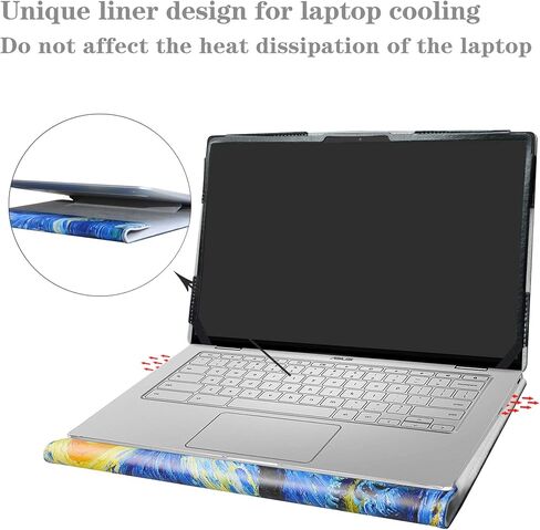 Alapmk Protective Case for ASUS Chromebook Flip C434, C403NA & ExpertBook B9, Black - Laptop Case with Cooling Liner & Elastic Bands, 14" Compatible Devices in Saudi Arabia