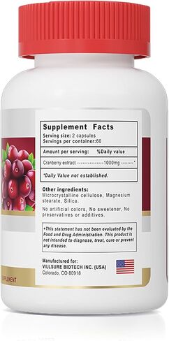 100% Pure Cranberry Capsules, 1000mg, Cranberry Urinary Tract Health Supplement, 1 Serving = 1 Glass of Cranberry Juice, Sugar Free Cranberry Pills, Non-GMO 120 Capsules in Saudi Arabia