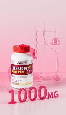 100% Pure Cranberry Capsules, 1000mg, Cranberry Urinary Tract Health Supplement, 1 Serving = 1 Glass of Cranberry Juice, Sugar Free Cranberry Pills, Non-GMO 120 Capsules in Saudi Arabia