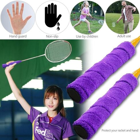 مقبض منشفة من القطن الأرجواني، مضرب تنس فائق الامتصاص، مضرب تنس مضاد للانزلاق، شريط رأس مضرب، أغطية قبضة احترافية للتنس، مقبض دراجة تنس الريشة in Kuwait