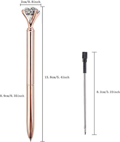 ZZTX 5 قطع من قلم حبر جاف كبير كريستالي ماسي من قلم حبر جاف معدني لامع للوازم المكتبية، يتضمن 5 حقائب مخملية سوداء in Kuwait