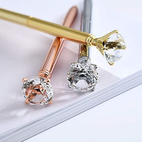 ZZTX 5 قطع من قلم حبر جاف كبير كريستالي ماسي من قلم حبر جاف معدني لامع للوازم المكتبية، يتضمن 5 حقائب مخملية سوداء in Kuwait