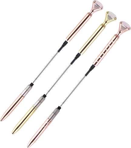 ZZTX 5 قطع من قلم حبر جاف كبير كريستالي ماسي من قلم حبر جاف معدني لامع للوازم المكتبية، يتضمن 5 حقائب مخملية سوداء in Kuwait