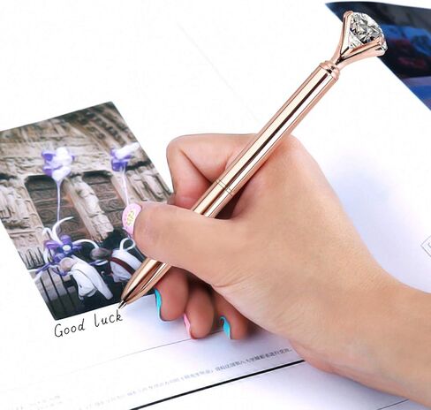 ZZTX 5 قطع من قلم حبر جاف كبير كريستالي ماسي من قلم حبر جاف معدني لامع للوازم المكتبية، يتضمن 5 حقائب مخملية سوداء in Kuwait