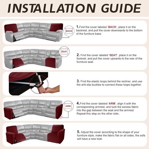 Arfntevss Velvet Striped Recliner Couch Covers Stretch L Shaped Sectional Sofa Cover Soft Reclining Loveseat Slipcovers Set 6-Piece Washable Non Slip Furniture Protector (2 Seat with Arms, Beige) in Kuwait