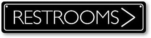 Grafkën: GR1295 Plastic Sign SMALL 12 in x 3 in: RESTROOMS. Arrow DOWN (black/white) Style 1 in Saudi Arabia