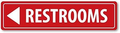 Grafkën: GR1295 Plastic Sign SMALL 12 in x 3 in: RESTROOMS. Arrow DOWN (black/white) Style 1 in Saudi Arabia