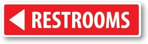 Grafkën: GR1295 Plastic Sign SMALL 12 in x 3 in: RESTROOMS. Arrow DOWN (black/white) Style 1 in Saudi Arabia