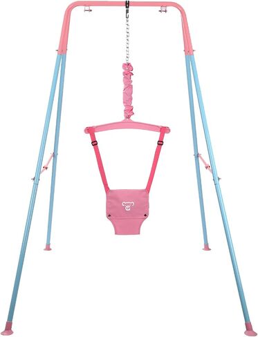 G TALECO GEAR Baby Jumper مع حامل، كرسي هزاز للأطفال، سهل الإعداد، تمرين الأطفال للأطفال النشيطين، مناسب للاستخدام الداخلي والخارجي، وردي in Kuwait