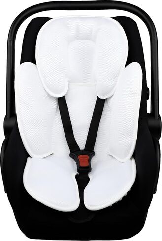 2-in-1 Baby Carseat Head Support, Infant Car Seat Insert for Newborn Girls Boys, Soft Baby Neck Support and Body Cushion for Car Seat, Stroller, Bouncer (Black) in Saudi Arabia