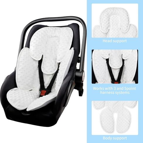 2-in-1 Baby Carseat Head Support, Infant Car Seat Insert for Newborn Girls Boys, Soft Baby Neck Support and Body Cushion for Car Seat, Stroller, Bouncer (Black) in Saudi Arabia