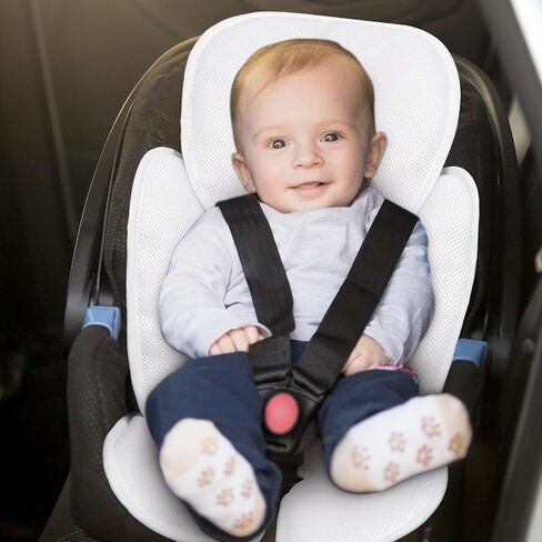 2-in-1 Baby Carseat Head Support, Infant Car Seat Insert for Newborn Girls Boys, Soft Baby Neck Support and Body Cushion for Car Seat, Stroller, Bouncer (Black) in Saudi Arabia