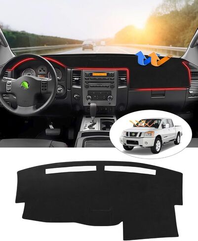 Cartist Dashboard Cover Compatible with Nissan Titan 2004-2012 Accessories Dash Cover Mat Pad Black(Without Cutout for Navi/Sensor) in Saudi Arabia