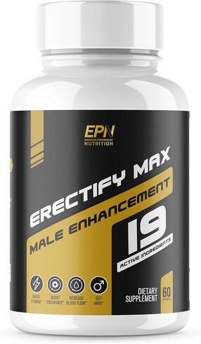 ERECTIFY MAX دعم الانتصاب لتكبير الذكور | #1 تعزيز جديد بجرعات فائقة للرجال لزيادة تدفق الدم والسمك وتعزيز الرغبة الجنسية | عشبة العنزة + 18 مكونًا سريع المفعول - 60 حبة in Kuwait