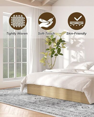 Area Rug for Living Room,5x7 Washable Grey Entryway Stain Resistance Rug Soft Non-Slip Carpet for Bedroom Bathroom Dining Room(Grey, 5x7ft) in Saudi Arabia