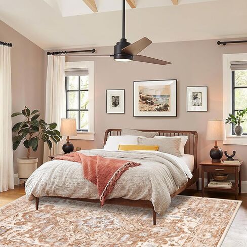 Pauwer Boho Area Rug 3x5, Machine Washable Area Rugs for Living Room, Soft Bedroom Throw Area Rug with Non Slip Rubber Backing, Farmhouse Vintage Area Rug Carpet for Entryway Dorm Kitchen, Beige in Kuwait