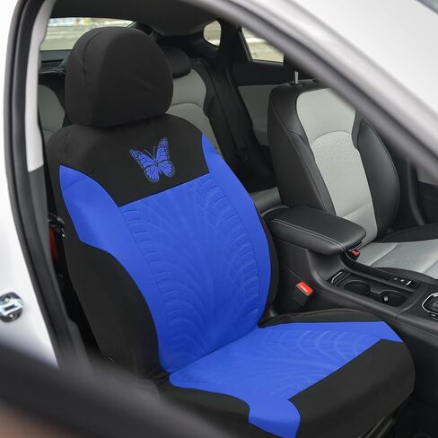 Universal 9 Piece Car Seat Covers Kit Washable and Breathable Truck SUV Car Interior Seat Protectors Knitted Mesh Fabric Butterfly Pattern Beige in Saudi Arabia
