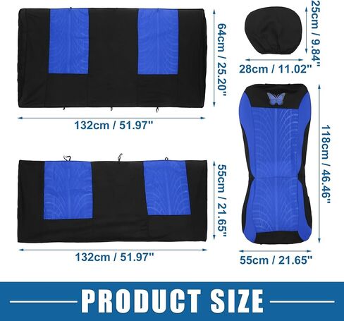 Universal 9 Piece Car Seat Covers Kit Washable and Breathable Truck SUV Car Interior Seat Protectors Knitted Mesh Fabric Butterfly Pattern Beige in Saudi Arabia
