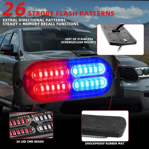 8x24 LED سطح الرأس جبل صغير شواء مصبغة أضواء تحذير ستروب مع وحدة تحكم العرض الرقمي، العنبر خطر الطوارئ مستشار المرور ضوء السلامة، 18 وسائط وامض للشاحنات ومركبات السيارات in Kuwait