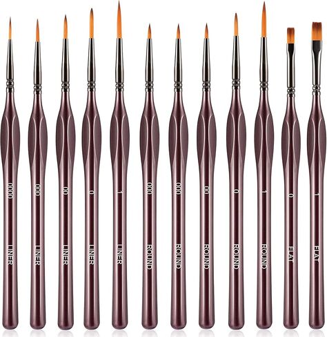 Miniature Paint Brushes, 11Pcs Micro Detail Paint Brush, Acrylic Paint Brushes, Triangular Grip Handles Art Brushes for Watercolor, Oil, Face, Nail, Acrylic Painting (Glossy Black) in Saudi Arabia