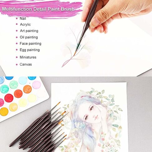Miniature Paint Brushes, 11Pcs Micro Detail Paint Brush, Acrylic Paint Brushes, Triangular Grip Handles Art Brushes for Watercolor, Oil, Face, Nail, Acrylic Painting (Glossy Black) in Saudi Arabia