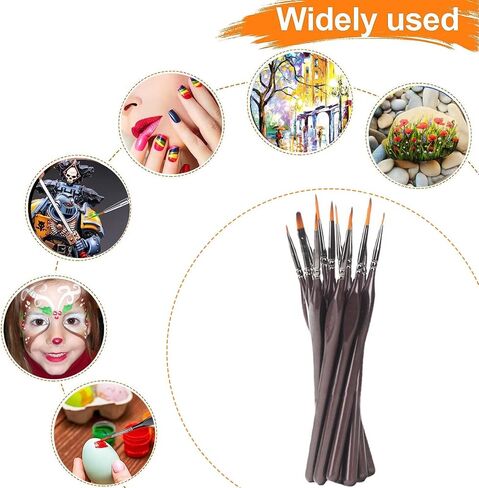 Miniature Paint Brushes, 11Pcs Micro Detail Paint Brush, Acrylic Paint Brushes, Triangular Grip Handles Art Brushes for Watercolor, Oil, Face, Nail, Acrylic Painting (Glossy Black) in Saudi Arabia