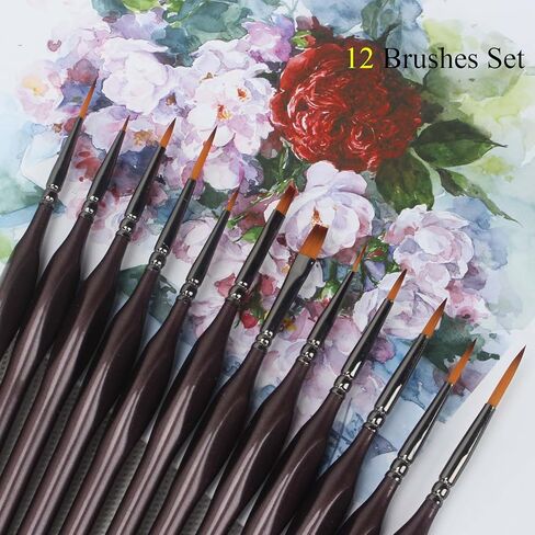 Miniature Paint Brushes, 11Pcs Micro Detail Paint Brush, Acrylic Paint Brushes, Triangular Grip Handles Art Brushes for Watercolor, Oil, Face, Nail, Acrylic Painting (Glossy Black) in Saudi Arabia
