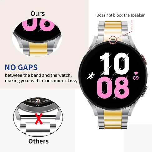 No Gaps Bands Compatible with Samsung Galaxy Watch 6/5/4 Band 40mm 44mm, Galaxy Watch 6 Classic 47mm 43mm, Stainless Steel Metal Replacement No Gap Band Women Men Large Small in Saudi Arabia