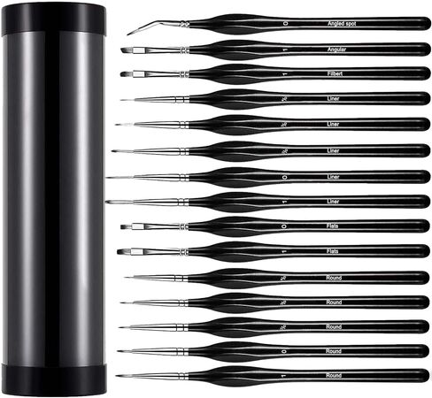 Miniature Paint Brushes, 11Pcs Micro Detail Paint Brush, Acrylic Paint Brushes, Triangular Grip Handles Art Brushes for Watercolor, Oil, Face, Nail, Acrylic Painting (Glossy Black) in Saudi Arabia
