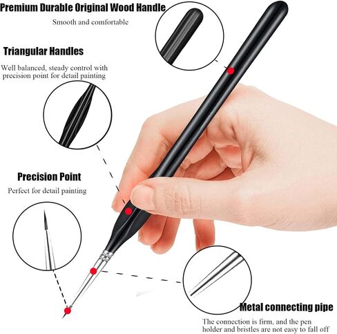 Miniature Paint Brushes, 11Pcs Micro Detail Paint Brush, Acrylic Paint Brushes, Triangular Grip Handles Art Brushes for Watercolor, Oil, Face, Nail, Acrylic Painting (Glossy Black) in Saudi Arabia