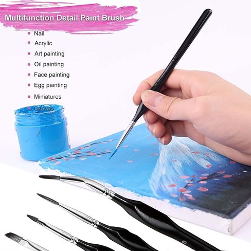 Miniature Paint Brushes, 11Pcs Micro Detail Paint Brush, Acrylic Paint Brushes, Triangular Grip Handles Art Brushes for Watercolor, Oil, Face, Nail, Acrylic Painting (Glossy Black) in Saudi Arabia