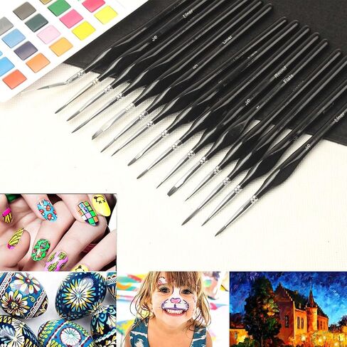 Miniature Paint Brushes, 11Pcs Micro Detail Paint Brush, Acrylic Paint Brushes, Triangular Grip Handles Art Brushes for Watercolor, Oil, Face, Nail, Acrylic Painting (Glossy Black) in Saudi Arabia