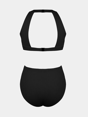 CUPSHE Women's One Piece Swimsuit High Neck Cutout Ribbed Texture Back Hook Hollow Wrapped in Saudi Arabia