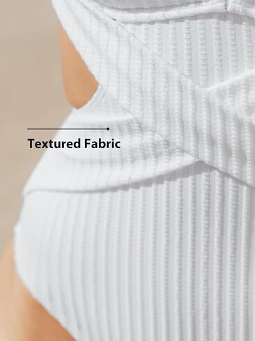 CUPSHE Women's One Piece Swimsuit High Neck Cutout Ribbed Texture Back Hook Hollow Wrapped in Saudi Arabia