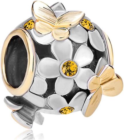Butterfly Charm Flower Birthstone Bouquet Beads Compatible with Pandora Charms Bracelet in Saudi Arabia