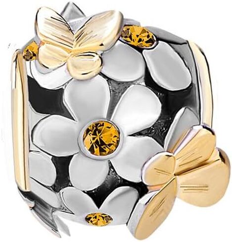 Butterfly Charm Flower Birthstone Bouquet Beads Compatible with Pandora Charms Bracelet in Saudi Arabia