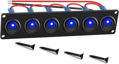 لوحة مفاتيح متأرجحة مقاومة للماء مكونة من 6 مجموعات - مفاتيح تشغيل وإيقاف - 12V/24V 20A - سيارة شاحنة قارب RV in Kuwait