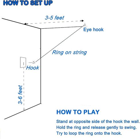 Hook and Ring Toss Game-DIY Kit Swing Target Game -Ring Toss Game Set with String and Hooks for Outdoor/Indoor in Saudi Arabia