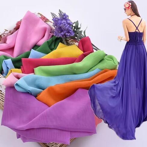 YYCRAFT Chiffon Fabric by The Yard 59" Wide 2 Yards, Aqua in Saudi Arabia