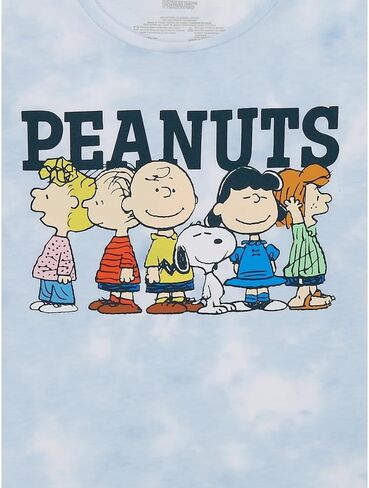 تي شيرت للفتيات من Peanuts Snoopy برقبة دائرية ورسومات مصبوغة (X-Large 14-16) أزرق in Saudi Arabia
