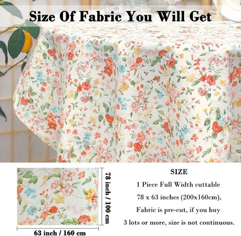 Cotton Fabric by The Yard for Sewing DIY Crafting Fashion Design Printed Floral Washable Cloth Bundles Voile;Full Width cuttable78 x 63inches (200x160cm) (Spring Orange Flowers) in Saudi Arabia