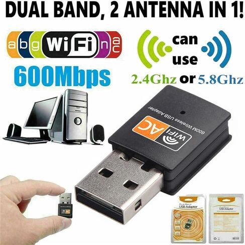 USB WiFi Adapter High Speed 600Mbps Dual Band WiFi Internet Adapter for PC Laptop Desktop Windows XP/Vista/7/8/10/11 in Saudi Arabia