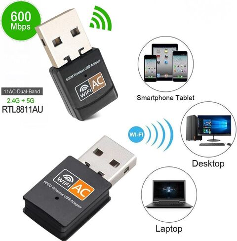 USB WiFi Adapter High Speed 600Mbps Dual Band WiFi Internet Adapter for PC Laptop Desktop Windows XP/Vista/7/8/10/11 in Saudi Arabia