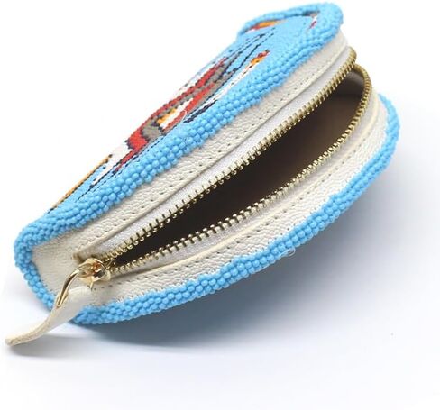Lavivia Beaded Coin Purse For Women. Handmade Native American Inspired Seed Beads Coin Pouch (Blue (VA-CP-O-04)) in Saudi Arabia