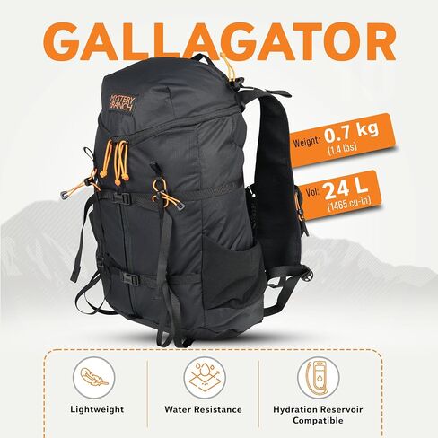 حقيبة سفر Mystery Ranch Gallagator 25 للتنزه سيرًا على الأقدام، حقيبة ظهر نهارية، أسود، مقاس S/M in Saudi Arabia