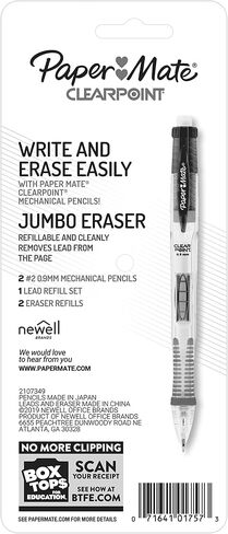 Paper Mate Clearpoint Mechanical Pencils 0.5mm, HB 2 Pencil Lead, School Supplies, Teacher Supplies, Drawing Pencils, Sketching Pencils, 1 Lead Refill Set, 2 Erasers, 2 Pencils in Saudi Arabia